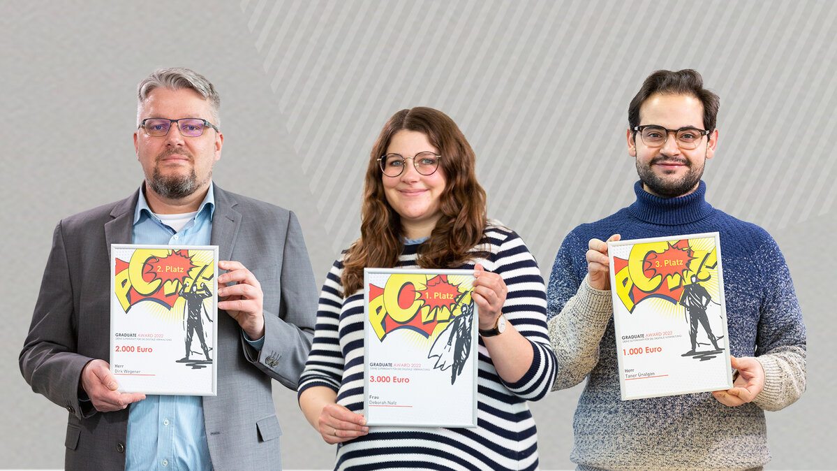 Gewinnerfoto: Die drei Preisträger vom Materna Graduate Award 