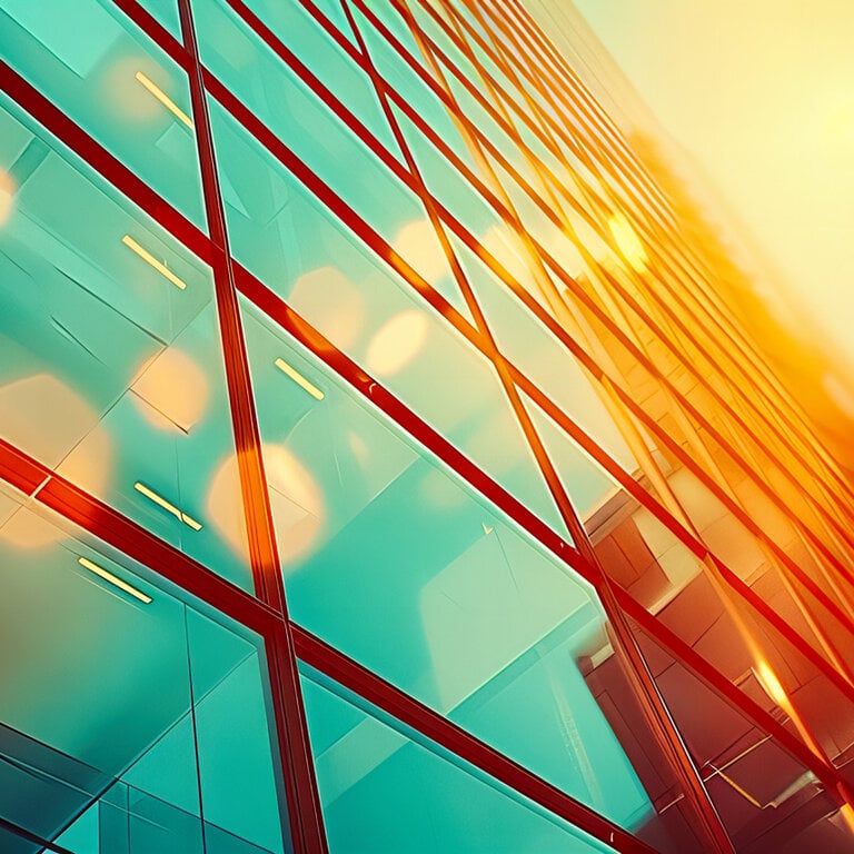 Moderne Glasfassade eines Hochhauses, Symbol für vernetzte Unternehmensarchitektur und digitales Enterprise Architecture Management.