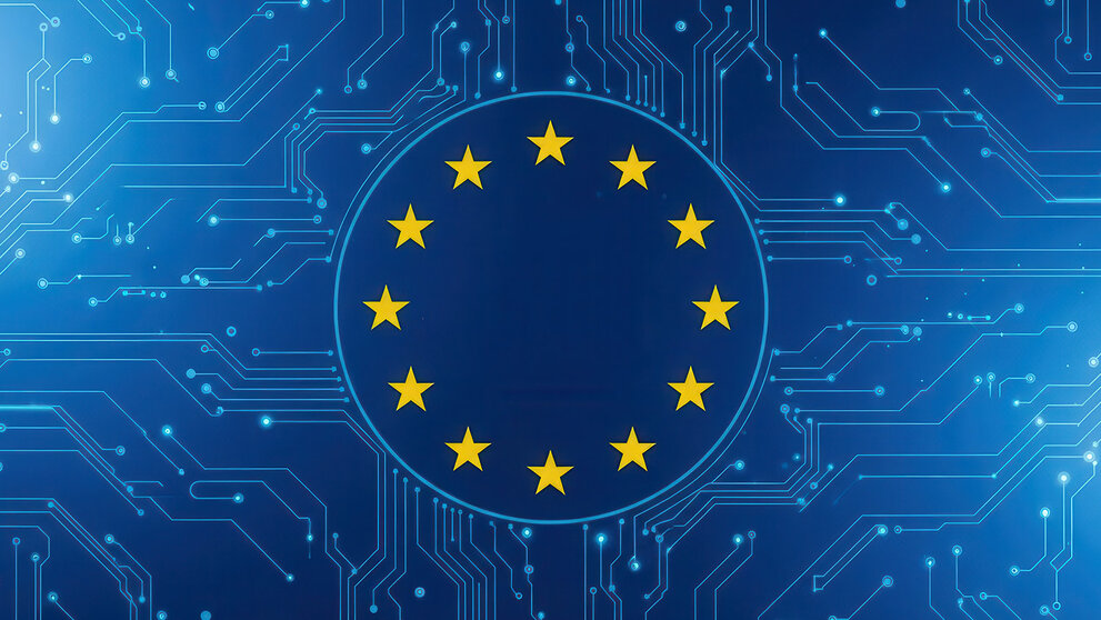 Visualisierung einer europäischen KI-Lösung für vertrauenswürdige und souveräne künstliche Intelligenz.