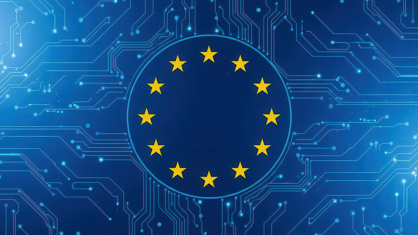 Visualisierung einer europäischen KI-Lösung für vertrauenswürdige und souveräne künstliche Intelligenz.