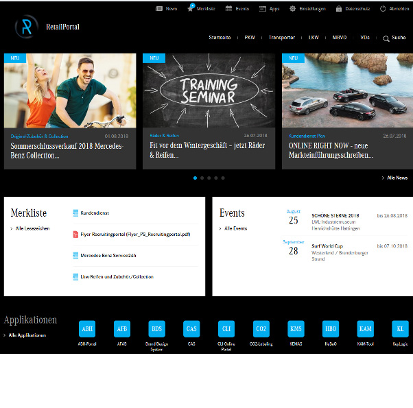 Screenshot Vertriebsportal Automobilbranche